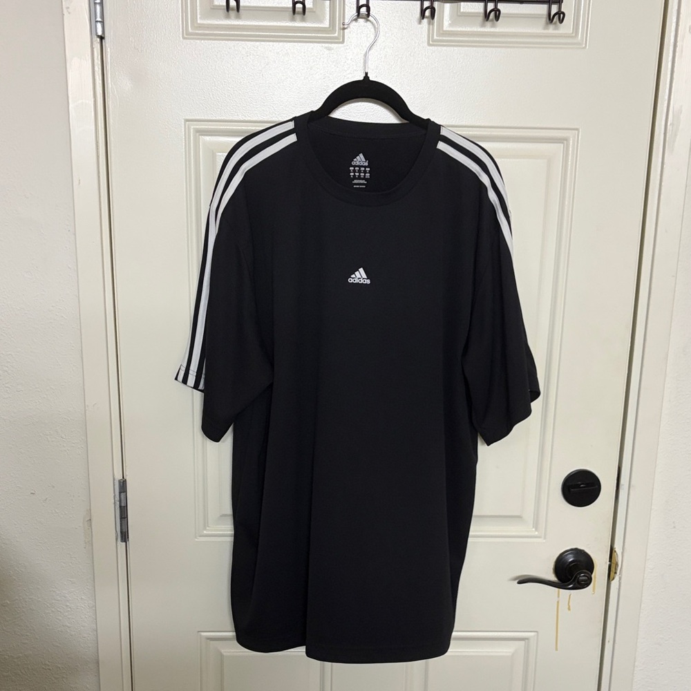 Adidas Men's Black Shirt with White Accents